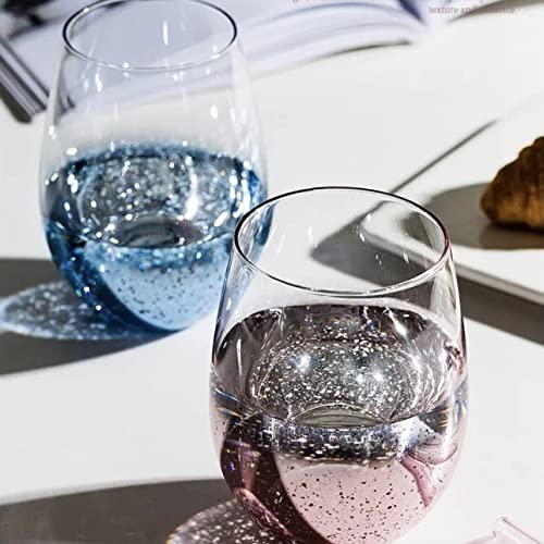Set of 2 glitter coffee mugs, matching glass cups, pink and blue, perfect as a gift. 570ml.