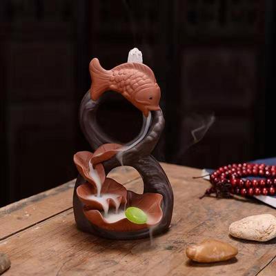 1pc,Ceramic Fish Incense Burner Creative Home Decor Incense Holder Living Room Office Ornament (Without Incense)