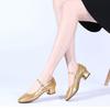 Size 34-42 Ladies' PU Modern Dance Shoes Gold Close Toe Beginner Latin Low Heeled Mary Jane Shoes