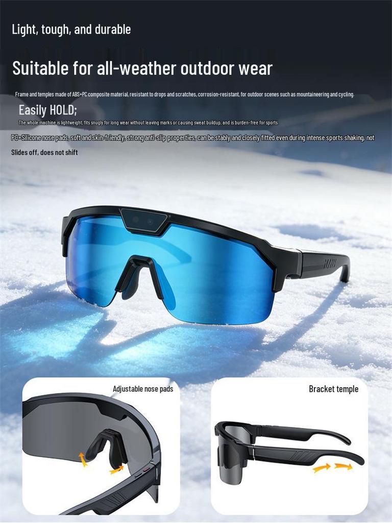 Crosser Q01 Smart Glasses: 8MP Camera, Video Recording, 6-Axis Gyro Stabilization, Ideal for Outdoor Sports & Cycling.