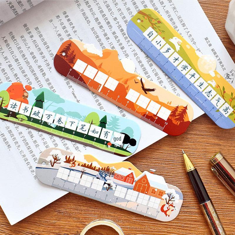 Cartoon Tianzige Calligraphy Bookmark for Kids: Creative, Hard-Pen Paper, Irregular Shape, Perfect for Kindergarten & Elementary Students.