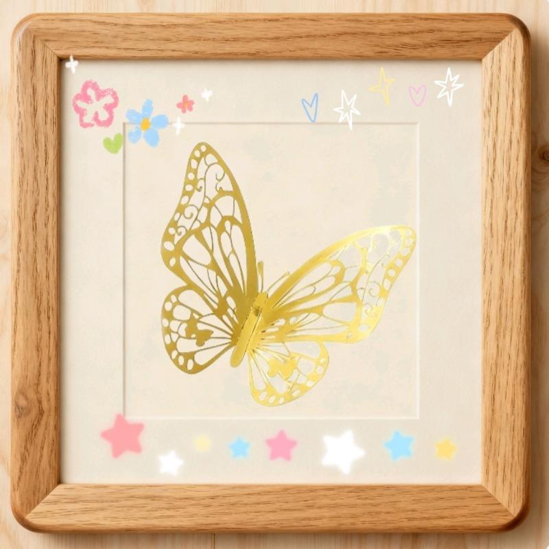 

12Pcs/Set 3D Hollow Wall Stickers Butterflies Mirror Wall Art Party Wedding Decoration DIY Home Decor Stickers Fridge Wall Decal 1bag(12pcs)