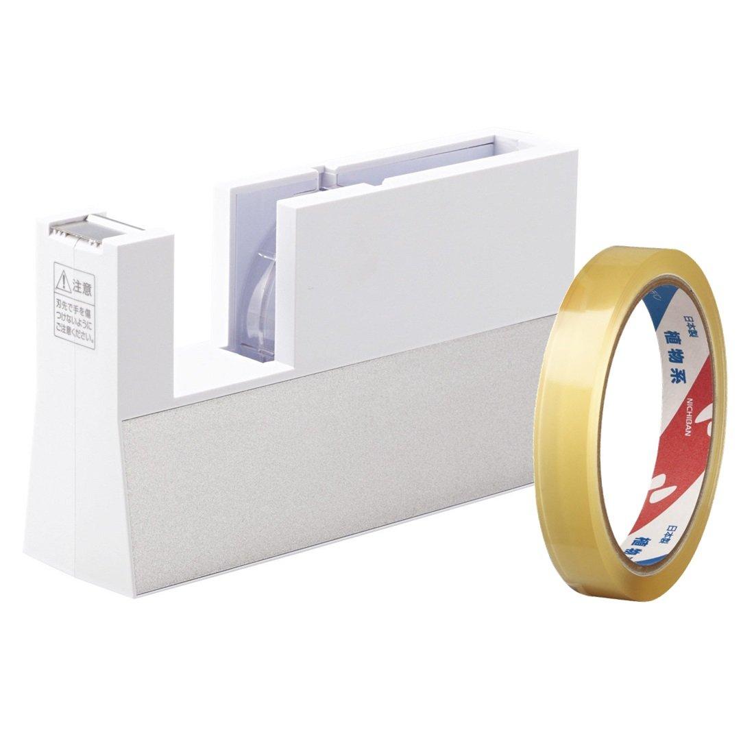 

Nichiban Tape Cutter, Straight Line, for Large Rolls, Includes 1 Roll of Cellophane Tape, TCCB5-AM, White