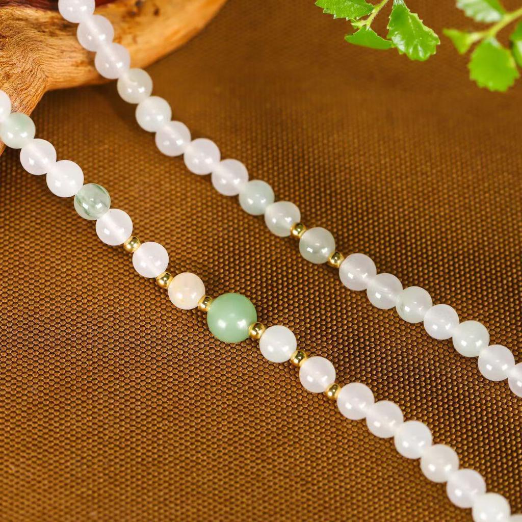 Xinjiang Tianshan Green Jade Women's Multi-Strand Prayer Beads Bracelet