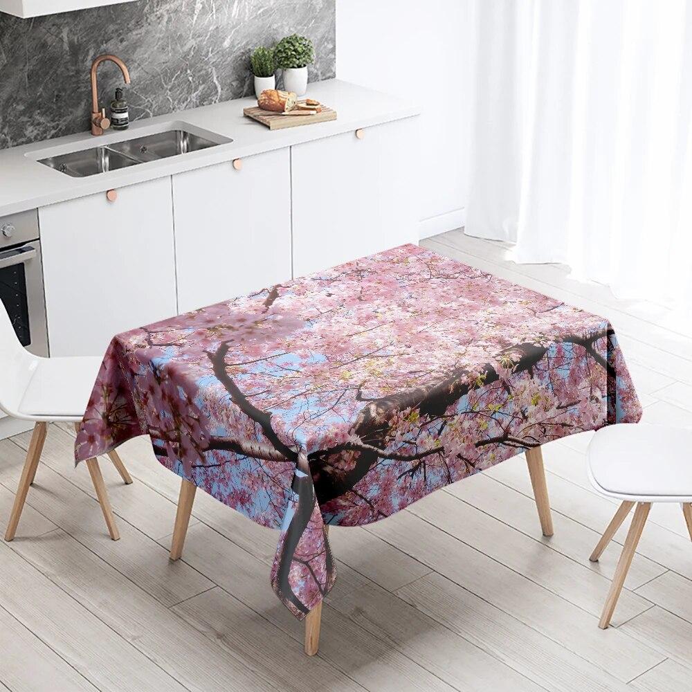 Floral Tablecloth Home Decor Stain Resistant Waterproof Table Decoration Rectangular Kitchen Fireplace Tops