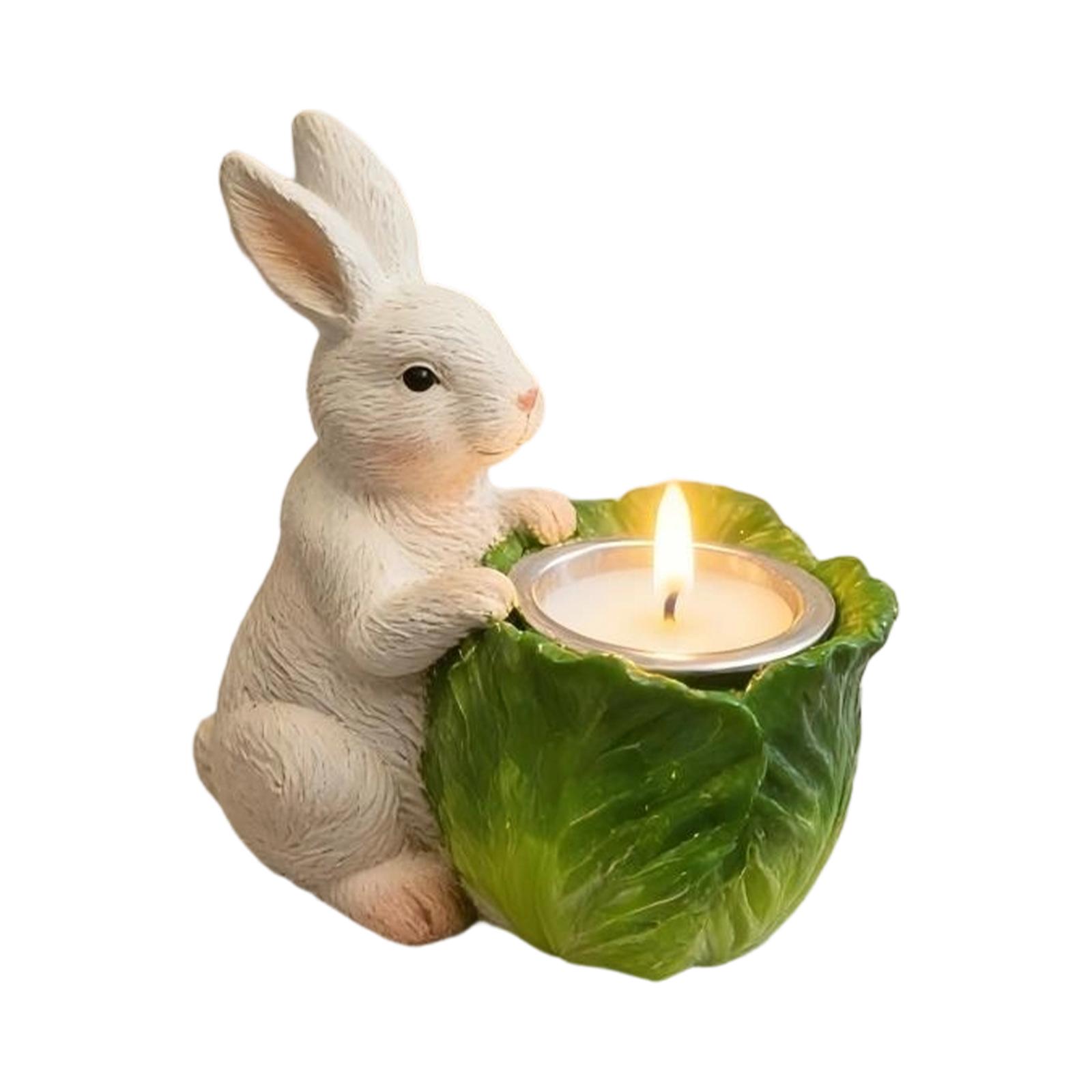 Cute Resin Candle Holder Miniature Animal Figurine Easter Holiday Gift Decorative Ornament