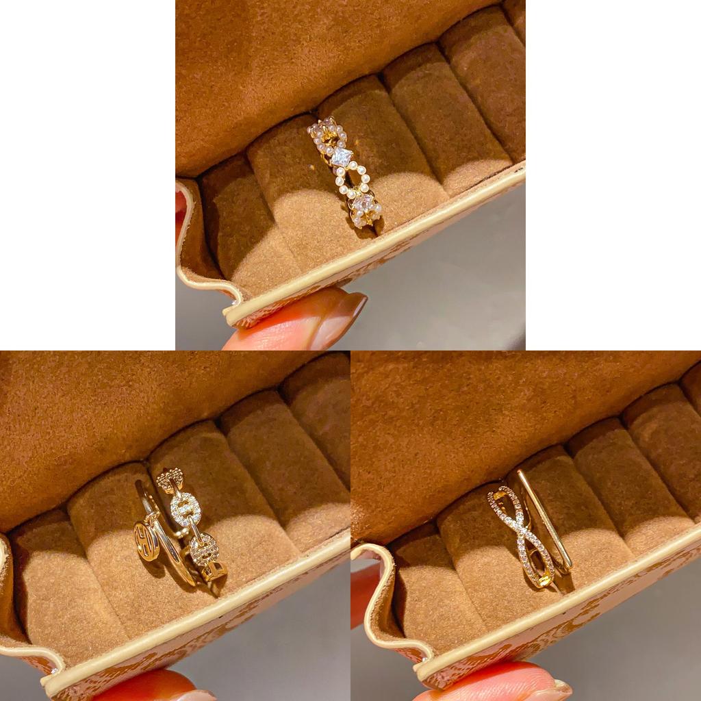 Geometric Pearl Ring With Zirconium Accents For Womens Fashion Jewelry