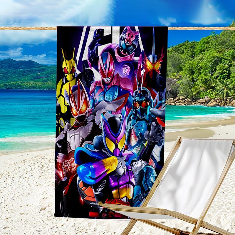 proof beach towel with a UFO Robo Grendizer3 pattern - soft,absorbent,quick-drying,machine washable - perfect for swimming,camping,bathing