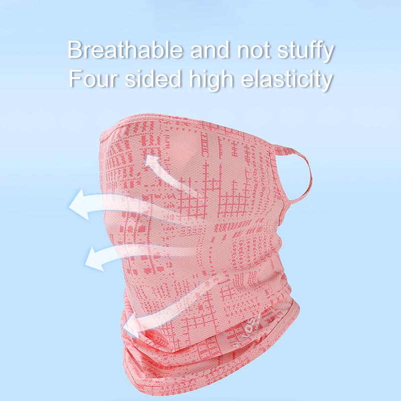 Summer Thin Breathable Full Face Mask Ice Silk Hanging Ear Scarf Pullover Neck Warmer Outdoor Cycling Bandana Uv Protection Mask