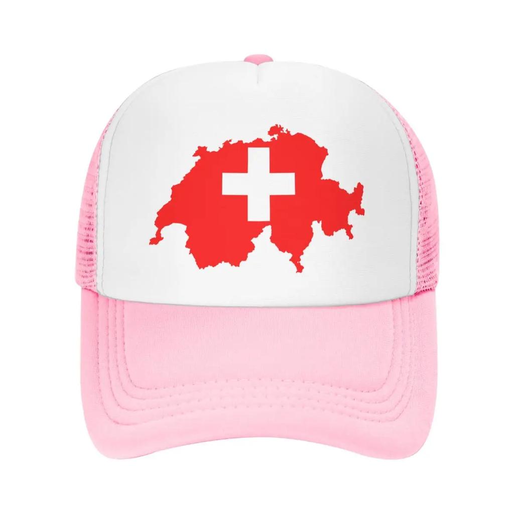 Mode Schweizkarta Schweiz Flagga Truckerhatt Unisex Kvinnor Personlig Justerbar Unisex Keps Sommarhattar