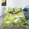 Hummingbird Duvet Cover Set King/Queen Size Small And Cute Tropical Bird Yellow Flower Green Leaves  Bedding Set Women
