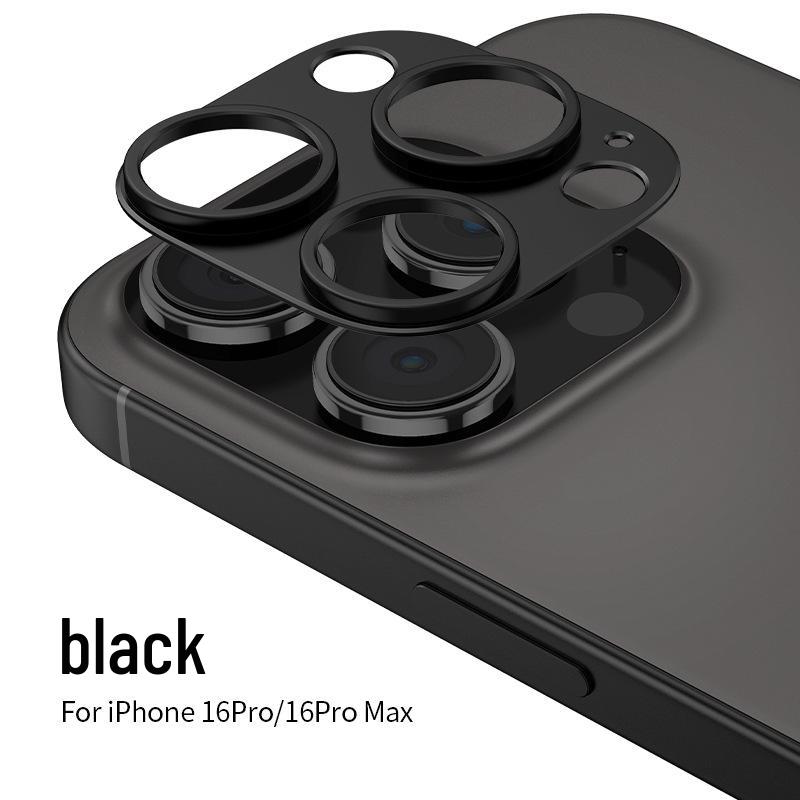 Compatible Apple iPhone 16 Pro Max Frosted Aluminum Lens Film Armor with Hollowed-Out Metal Sticker