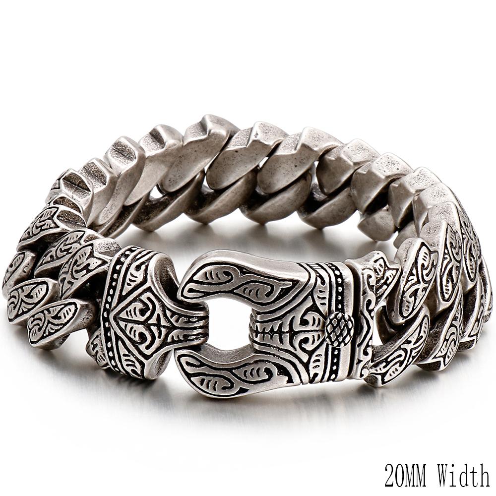 Men's Stainless Steel Bracelet Cool Punk Spiked Link Chain Bracelets for Man Vintage Retro Metal Jewelry for Men Birthday Gift