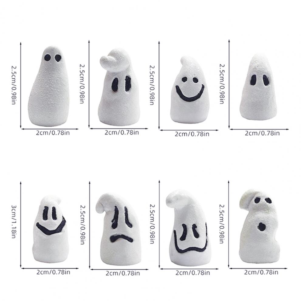 8Pcs Halloween Ghost Ornament Weather-Resistant Glow in The Dark Mini Ghost Figures Halloween Party Decoration