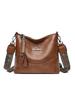 Retro Soft Leather Crossbody Bag Simple Bucket Bag Large-capacity Single-shoulder Bag