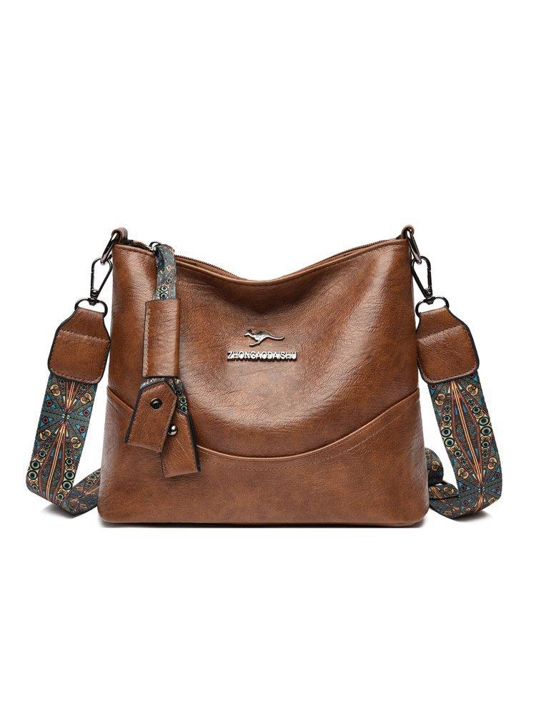 Retro Soft Leather Crossbody Bag Simple Bucket Bag Large-capacity Single-shoulder Bag