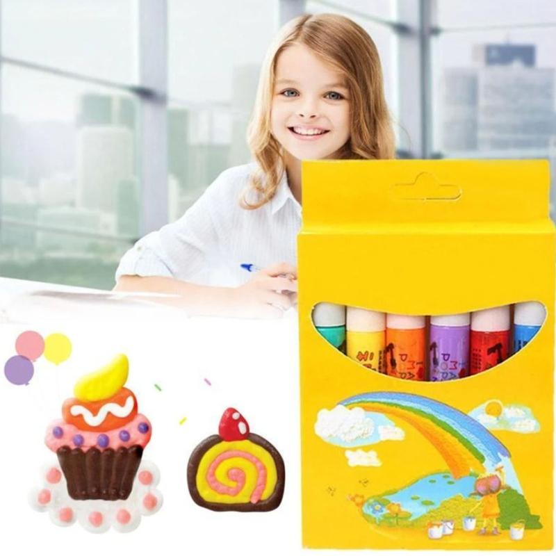 Glow In Dark Foam Painting Pen 6 Vibrant Colors Childrens Art Popcorn Styles Art Pen Safe Plastic Materials Craft Tool