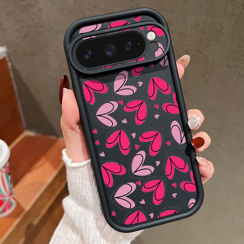 Hand drawn heart-shaped pattern Case For Google Pixel 10 Pro XL Pixel 9A 9 Pro 8 7 8A 7A Shockproof Bumper Soft Silicone Cover