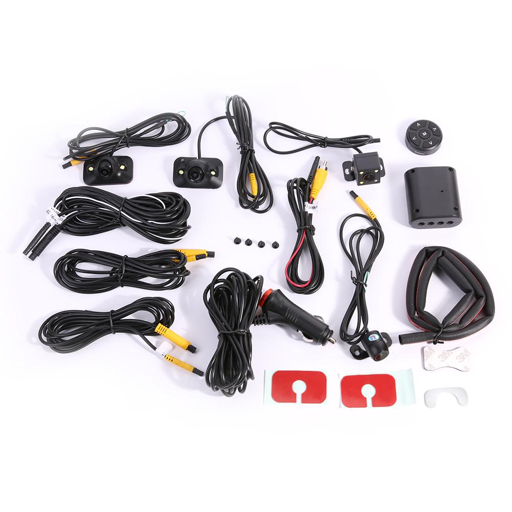 Sistem de cameră de parcare inteligentă panoramică de 360 ​​de grade Cameră wireless Monitorizare parcare față + spate + cameră de vedere stânga + dreapta cablu de 2,5 m