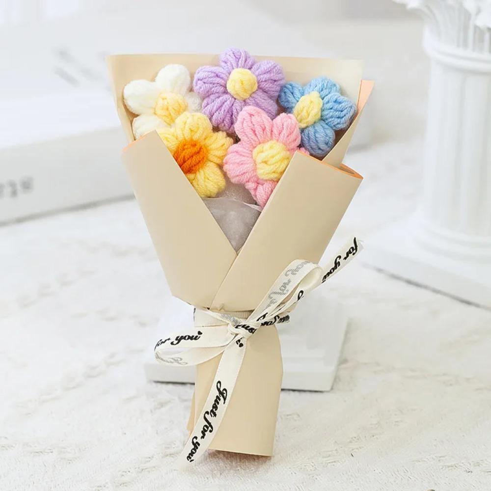 Creative Mini Knitted Flower Bouquets, Floral Decorations, Small Gift Accessories