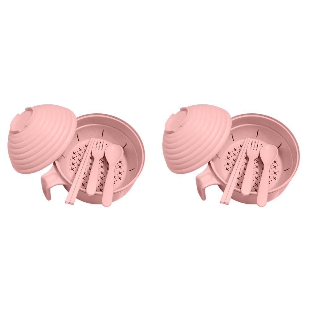 Ramen Kocher Ramen Schüssel Set mit Löffel Essstäbchen Gabel Mikrowellen Nudelschüssel Schnell Ramen Kocher Studentenwohnheim Essentials