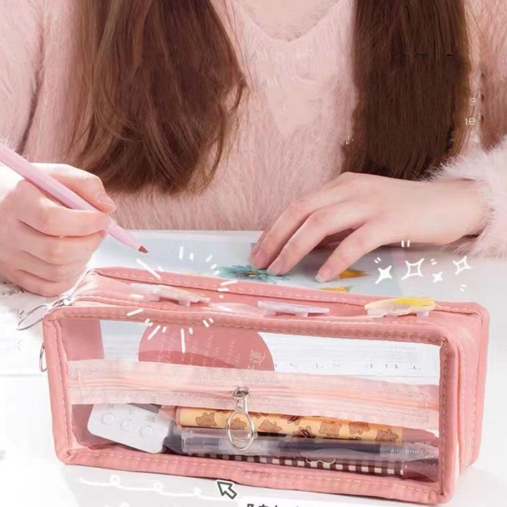 

Transparent Pencil Pouch Large Capacity Stationery Box Fashion Pencil Case Student