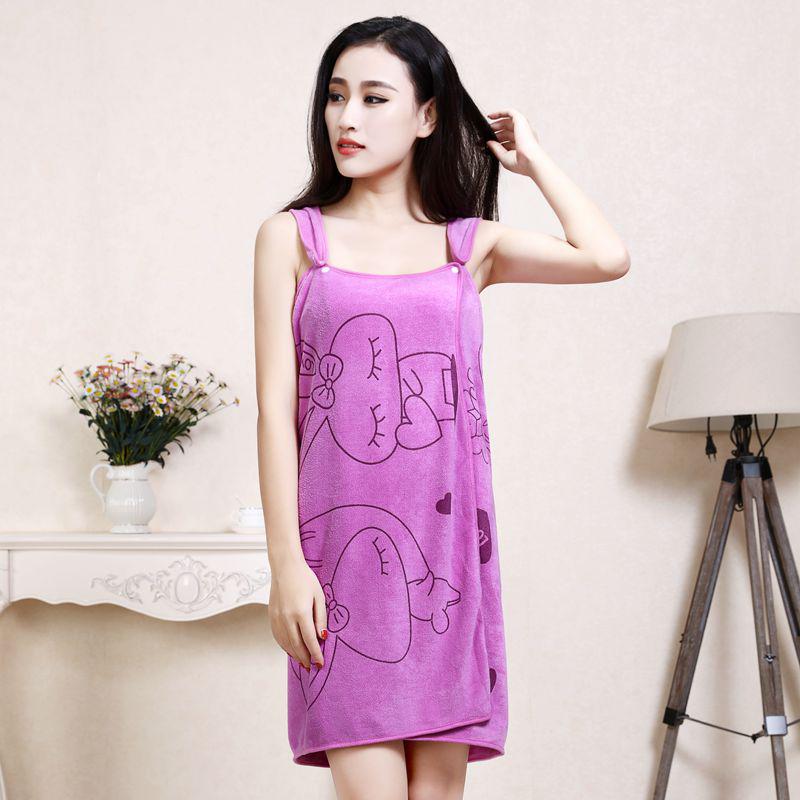 New Variety Magic Wearable Bath Towel Microfiber Adult Ladies Suspender Bath Skirt Cartoon Beach Towel Bathrobe