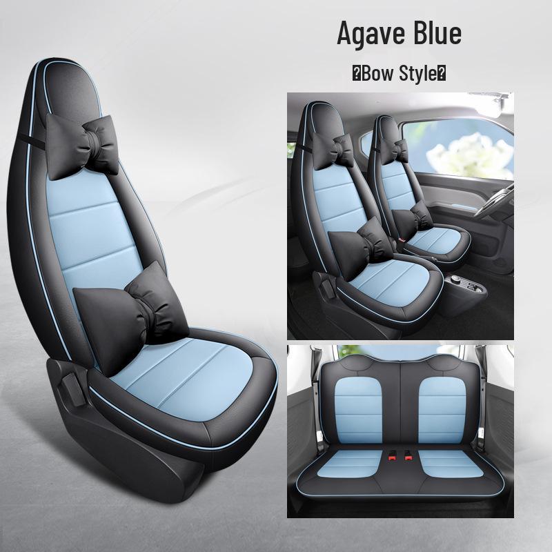 Wuling Mini Cute Cartoon Leather Car Seat Cushion Cover - Universal Fit, All Seasons