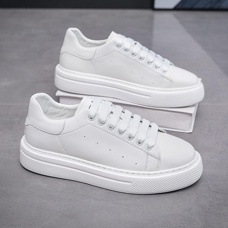 GAG Men's Board Shoes New Thick-soled Heightening White Shoes Cowhide Breathable Board Shoes Sports and Leisure Shoes Simple and Versatile