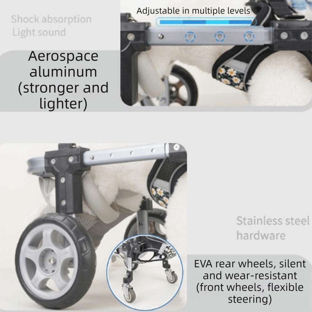Lightweight Aluminum Pet Mobility Cart Adjustable Pet Rehabilitation Wheelchair  Pet Mobility