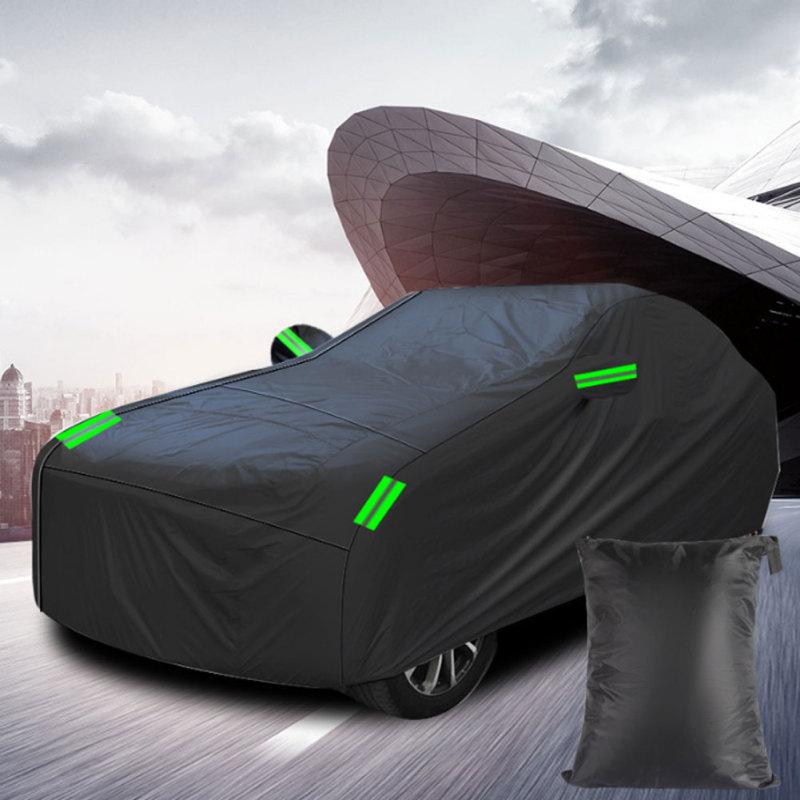 Husă pentru mașină, neagră, acoperită cu argint 190t, cu protecție solară, rezistentă la ploaie