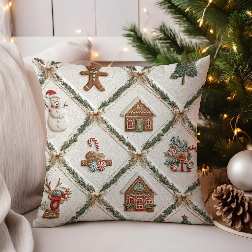 Home Decor Colorful Christmas Reindeer Decorative Pillow Cover Pattern Cushion Cover Suitable for Sofa Bedroom Car Pillow Cover