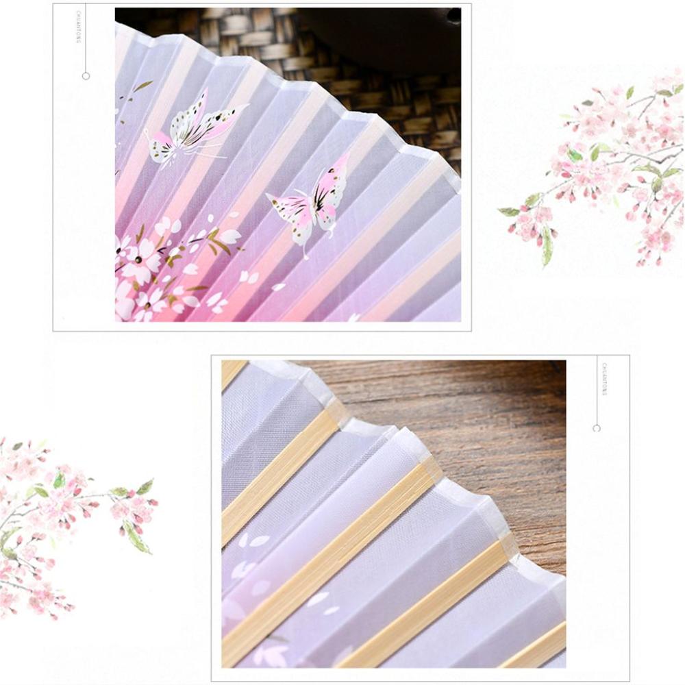 Bamboo Wooden Handmade Colorful Vintage Style Fan Crafts Dance Hand Fan Folding Fan Home Decoration