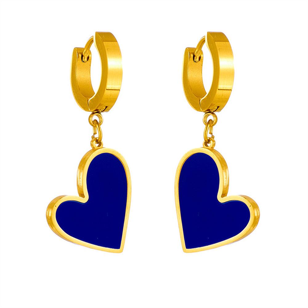 European Bestseller Stainless Steel Heart Necklace & Earring Set - Fashionable, Colorfast, Non-Fading Titanium Steel 