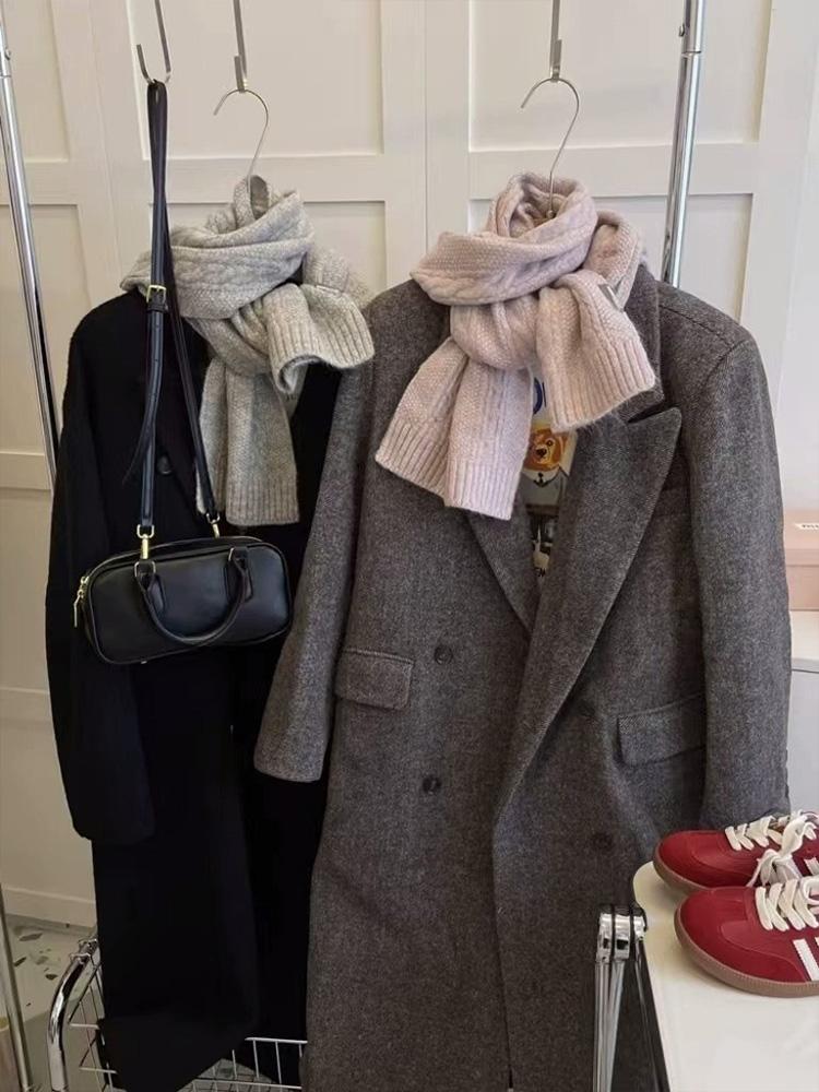 Women Winter Atmosphere Solid Color Simple Soft Warm Lazy Style Small Neck New Korean Versatile Knitted Scarf