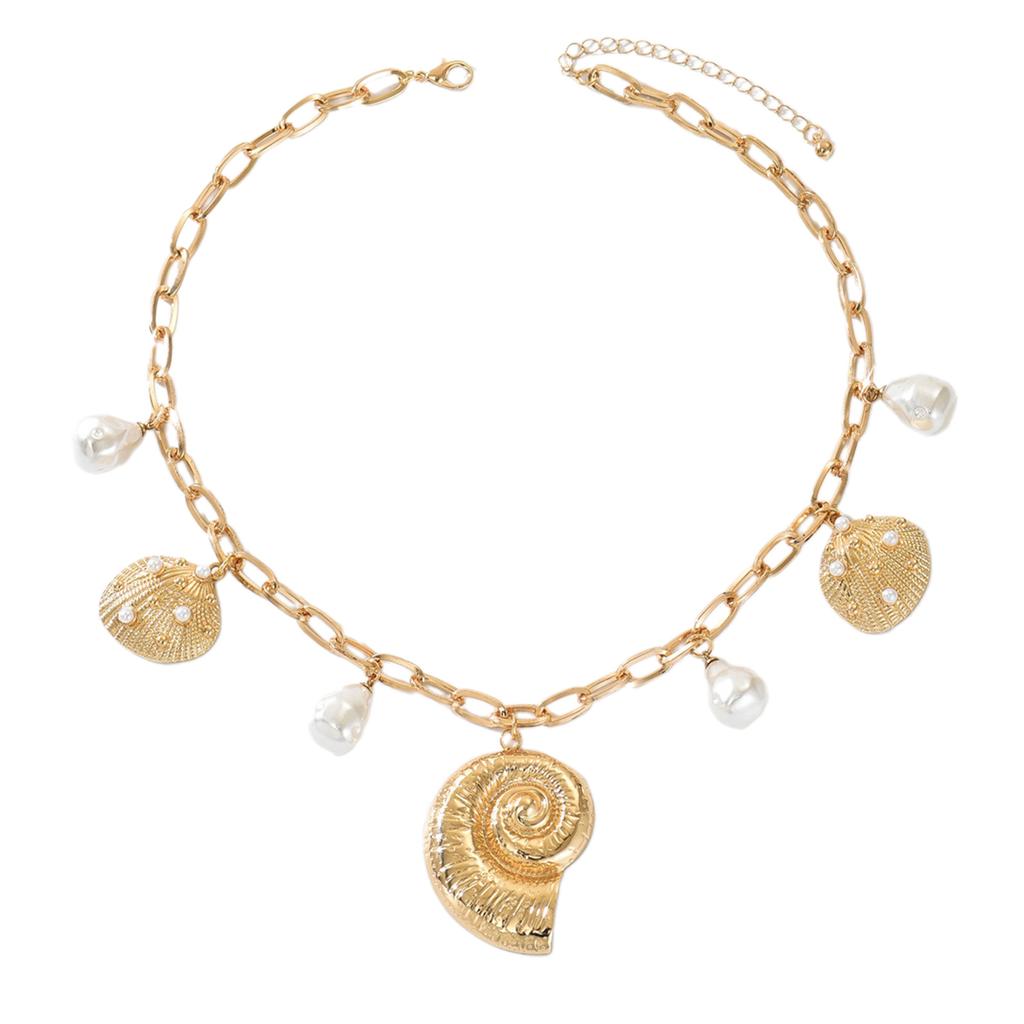 Bohemian Pearl Shell Pendant Necklace Adjustable Beach Jewelry Fashion Layered Chain For Women Vacation Layering Piece