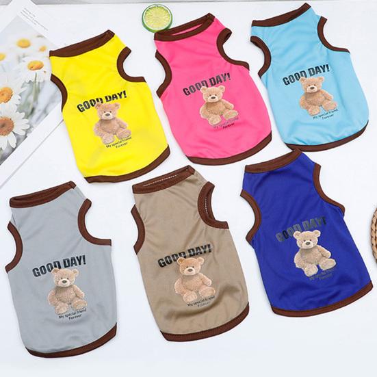 Yousheng Pet Vest Cartoon Pattern Round Collar Sleeveless Pet Dogs Cats T-shirt Clothes for Summer