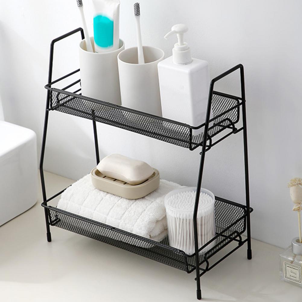 Drainage Bathroom Organizer Countertop Organizer Double Layer Stainless Steel Storage Rack for Bathroom Kitchen Organization