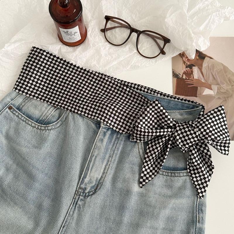 Polka dot silk scarf new versatile rose scarf plaid headband hair tie multi-functional belt waist silk scarf