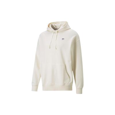 Puma Solid Color Logo Patch Drawstring Hoodie Men Hoodie Natural-Cotton-Linen 537750-99