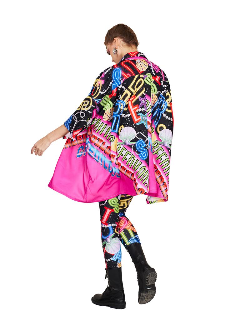 GREEDILOUS Neon Sign One-Point Print Button-Down Shirt