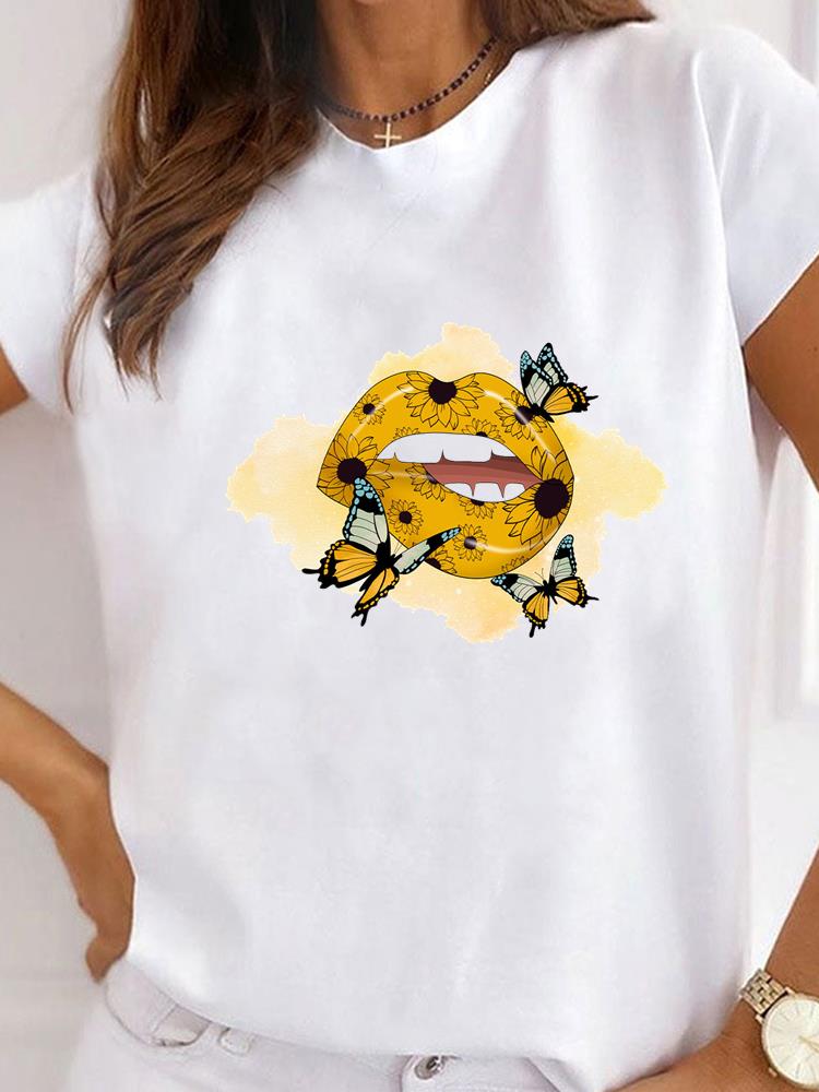 Women Clothes Bee Love Style Letter Clothing Print T Shirt Short Sleeve Summer Top Tee Basic Fashion Graphic T-shirt