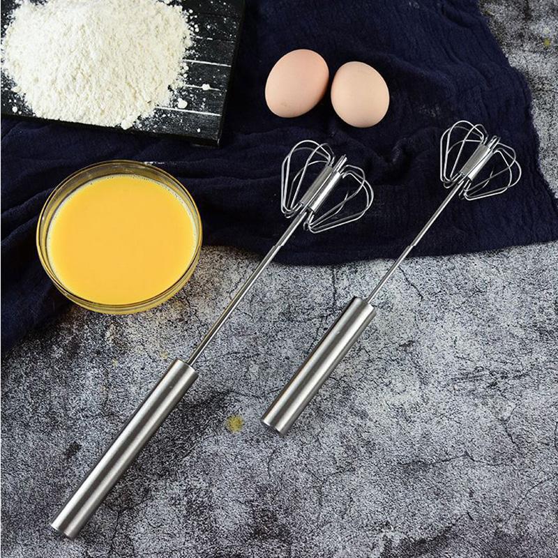 Semi-Automatic 430 Stainless Steel Egg Whisk Manual Press Mixer Egg Stirrer (BPA Free, No FDA)