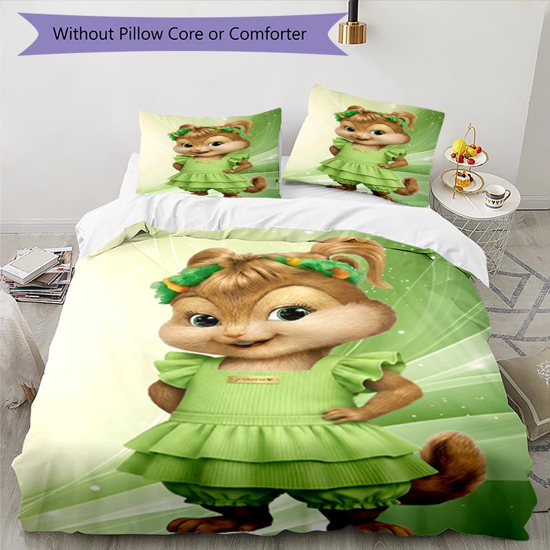3-teiliges Alvin und die Chipmunks Bettwäsche-Set Bettbezug Verschluss Enthält 1 Bettbezug & 2 Kissenbezüge, Weich und Bequem für Alle Jahreszeiten.