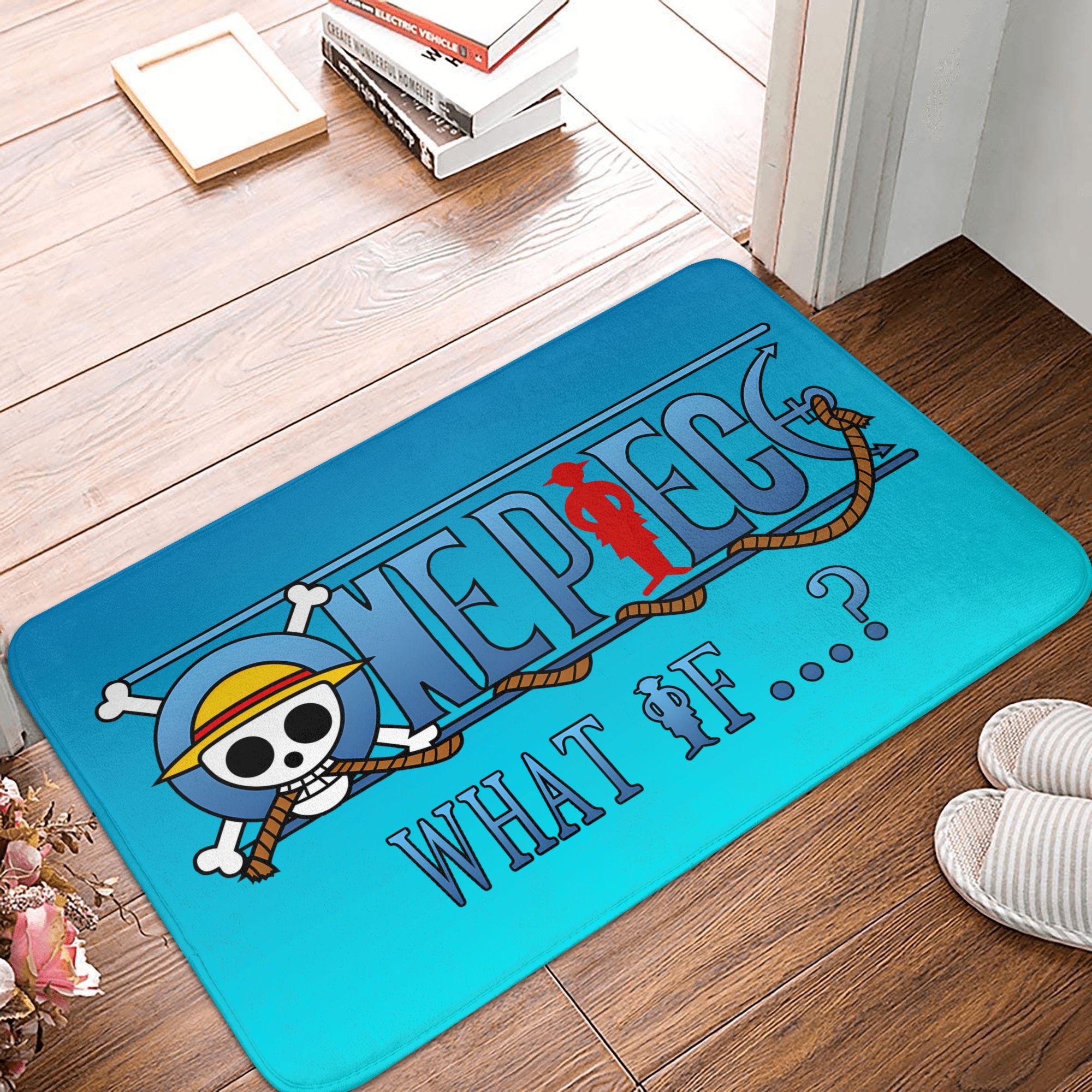 

Anime One Piece Front Door Mat Anti-Slip Outdoor Absorbent Straw Hat Pirates Luffy Doormat Garden Garage Entrance Rug Carpet 80x120cm