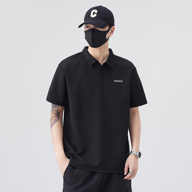 

Мужское летнее поло в стиле кэжуал 2025: Бизнес-топ с коротким рукавом свободного кроя, отложным воротником 3XL чёрный