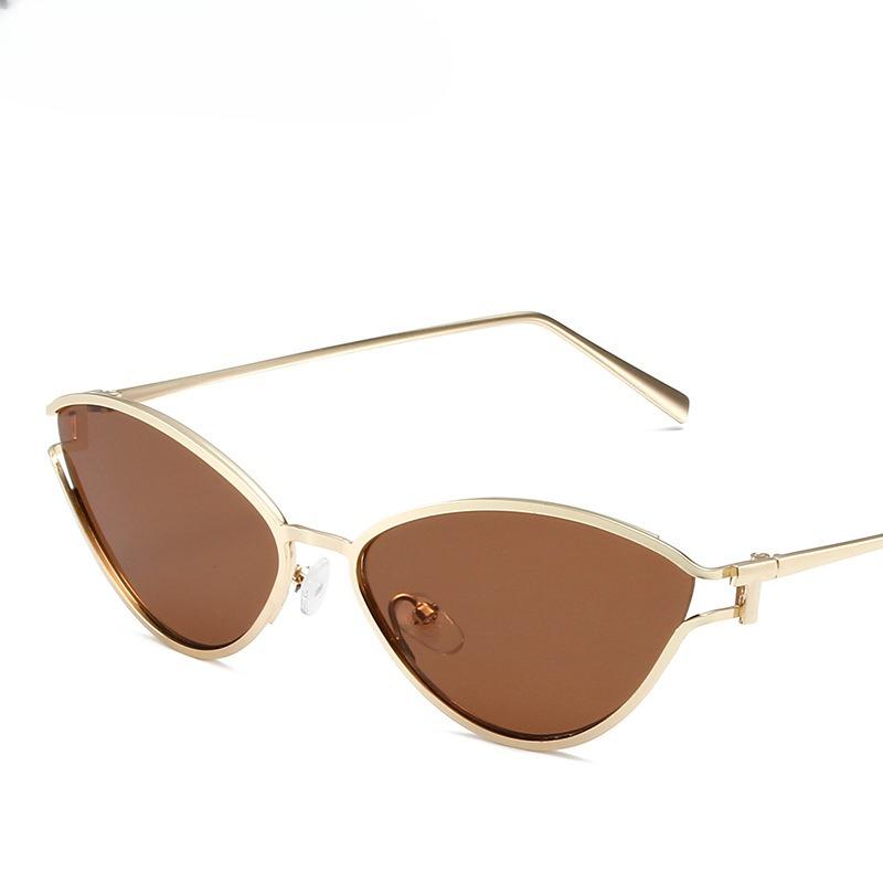 Fashionable Cat Eye Sunglasses Hollow Frame Design Metal Full Frame Glasses Sun Visors Personalized Stylish