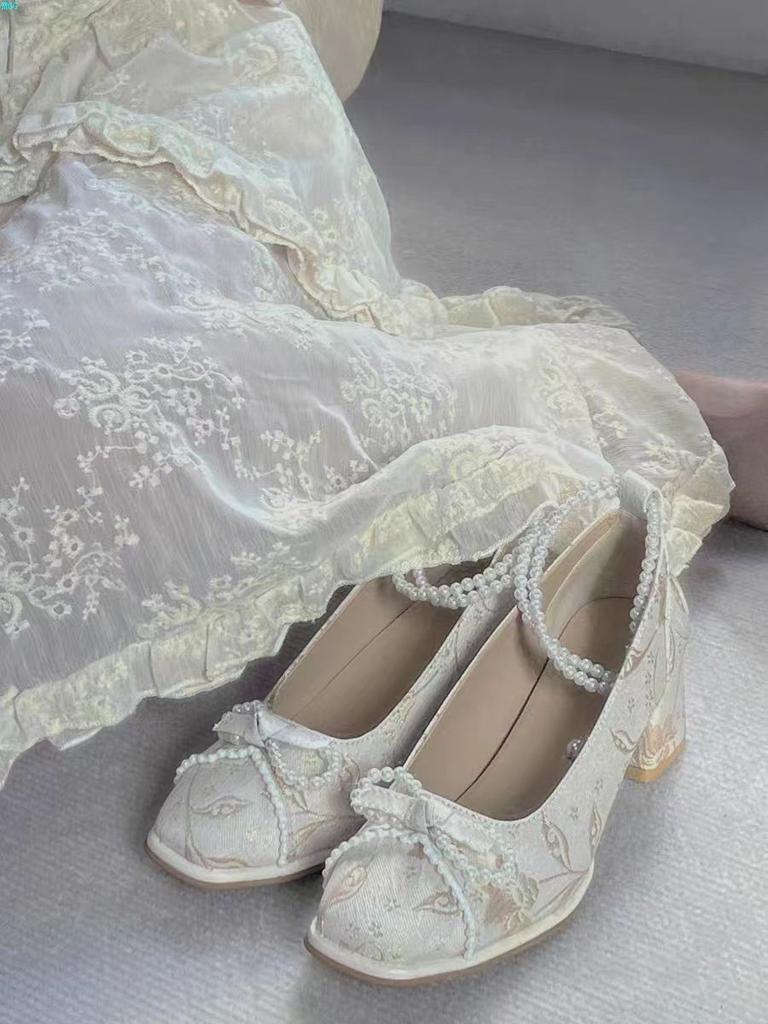 Chaussures à talon compensé style chinois, chaussures pour cheongsam, chaussures Mary Jane, talon épais, tempérament, été, ancienne, princesse