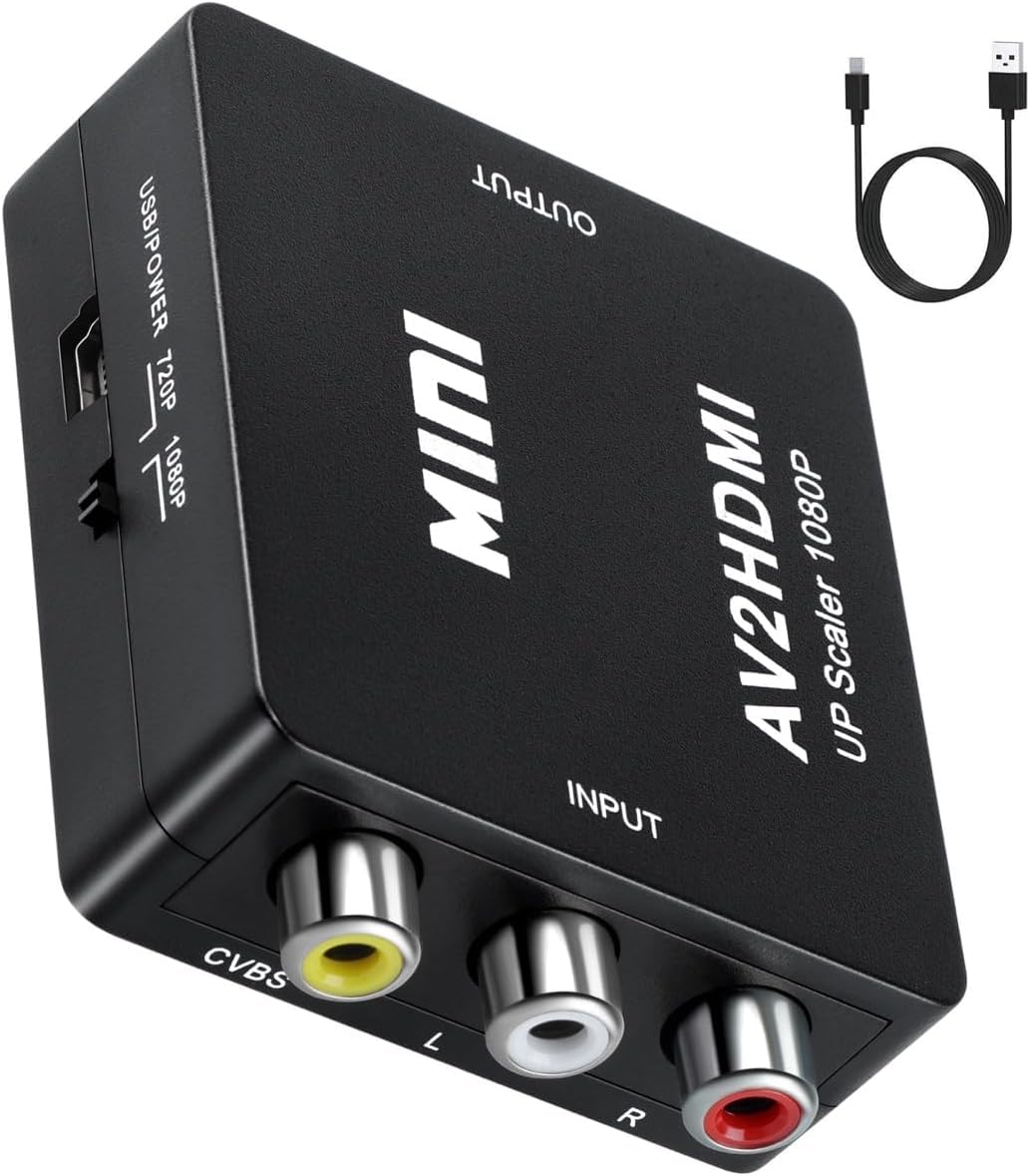 

Адаптер RCA на HDMI AV Композитный HDMI, совместимый со старыми игровыми консолями, старыми рекордерами и преобразующий кабели в HDMI-конвертер, 3-цветные разъемы, чёрный