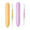 2Pcs/Set Glass Cuticle Pusher Nail File Easy Cleaning Double Sided Glass Manicure Stick with Imitation Leather Case Cuticle Remover Tool